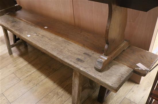An elm bench stool, W.220cm